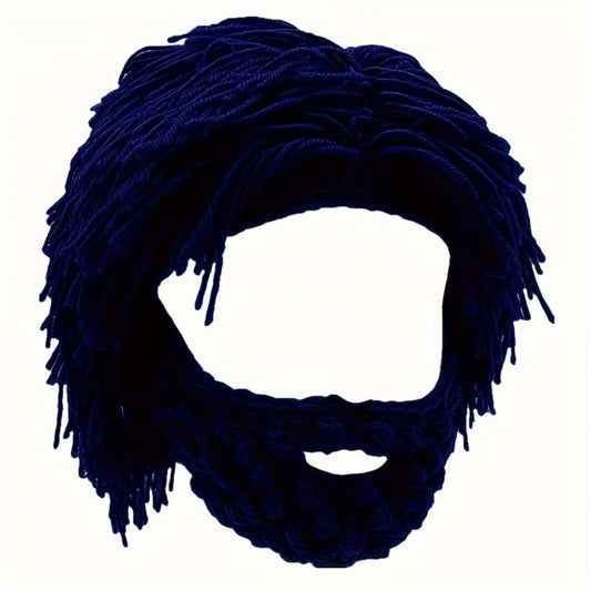 🔥Limited Sale 49% OFF! - Punk Style Beanie with Attached Straight Hair Wig and Knitted Beard