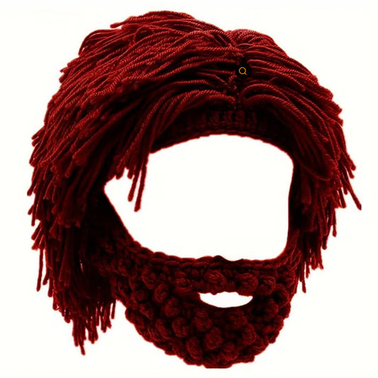 🔥Limited Sale 49% OFF! - Punk Style Beanie with Attached Straight Hair Wig and Knitted Beard