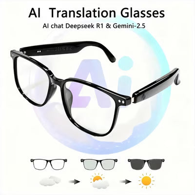 🔥Hot Sale🔥 AI Interpretation Smart Glasses🕶️Language Translation, Photochromic Lenses, AI Chat & Hands-Free Audio