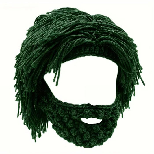🔥Limited Sale 49% OFF! - Punk Style Beanie with Attached Straight Hair Wig and Knitted Beard